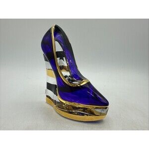 Kosta Boda Purple Glass Shoe Jungnelius Paperweight Hand Painted High Heel
